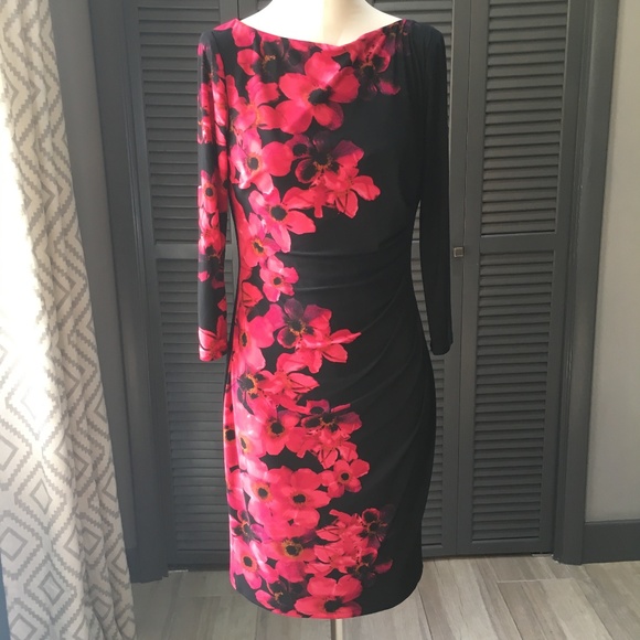 ralph lauren black dress with red flowers
